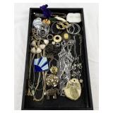 Assorted Costume Jewelry Lot with Earrings, Necklaces, Brooches and Accessories
