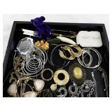 Assorted Costume Jewelry Lot with Earrings, Necklaces, Brooches and Accessories