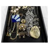 Assorted Costume Jewelry Lot with Earrings, Necklaces, Brooches and Accessories