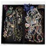 Large Costume Jewelry Collection with Necklaces, Brooches, Earrings, and Bracelets
