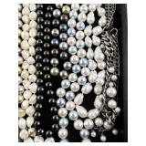 Collection of Beaded and Faux Pearl Necklaces with Assorted Colors and Styles