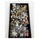 Large Collection of Quilt Show and Sewing-Themed Collector Pins with Keychains