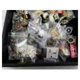 Large Collection of Quilt Show and Sewing-Themed Collector Pins with Keychains