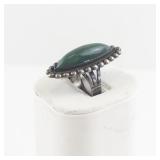 Sterling Silver Marquise Green Stone Ring Size 6 Mexico Marked