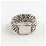 Sterling Silver Mesh Band Ring Size 10