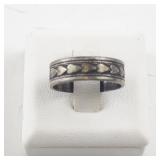 Sterling Silver Heart Motif Band Ring Size 5.75