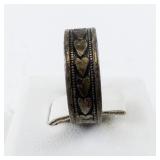 Sterling Silver Heart Motif Band Ring Size 5.75