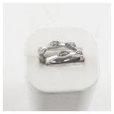 Pair of Sterling Silver Diamond Rings Size 7