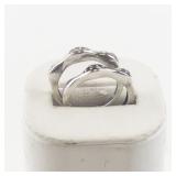 Pair of Sterling Silver Diamond Rings Size 7