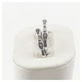 Pair of Sterling Silver Diamond Rings Size 7