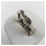 Pair of Sterling Silver Diamond Rings Size 7