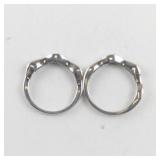 Pair of Sterling Silver Diamond Rings Size 7