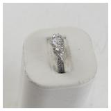Sterling Silver Size 7 Ring with Cubic Zirconia Accents