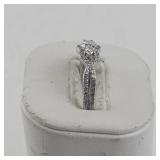 Sterling Silver Size 7 Ring with Cubic Zirconia Accents