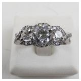 Sterling Silver Size 7 Ring with Cubic Zirconia Accents