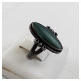 Sterling Silver Ring with Green Stone, Size 5.75