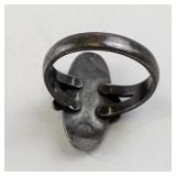 Sterling Silver Ring with Green Stone, Size 5.75