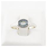 Sterling Silver Ring with Blue Stone Marked AHM 925