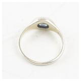 Sterling Silver Ring with Blue Stone Marked AHM 925