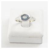 Sterling Silver Ring with Blue Stone Marked AHM 925