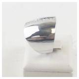 Base Metal Wide Band Ring with CZ Accents, Size 7.5