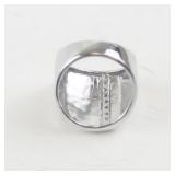 Base Metal Wide Band Ring with CZ Accents, Size 7.5