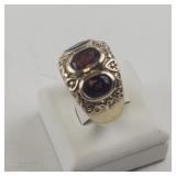 Size 7.25 Base Metal Ring with Lab Grown Ruby Stones