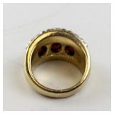 Size 7.25 Base Metal Ring with Lab Grown Ruby Stones