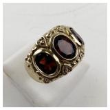 Size 7.25 Base Metal Ring with Lab Grown Ruby Stones