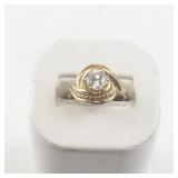 Size 6 Gold Tone Base Metal Ring with CZ Stone