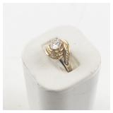 Size 6 Gold Tone Base Metal Ring with CZ Stone