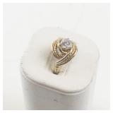 Size 6 Gold Tone Base Metal Ring with CZ Stone