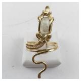 Handcrafted Brass Metal Size 9 Open Shank Ring with Wire Design