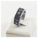 Base Metal Ring Size 6.5 with Sun, Moon, and Star Design