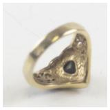 Size 7 Base Metal Ring with Lab-Grown Ruby Rhinestone Heart