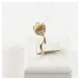 Base Metal Cat Eye Ring Size 5.5 with Faux Gemstone Accent