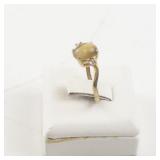 Base Metal Cat Eye Ring Size 5.5 with Faux Gemstone Accent