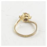 Base Metal Cat Eye Ring Size 5.5 with Faux Gemstone Accent