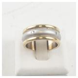 Gold Tone and Silver Tone Base Metal Ring with Rhinestones, Size 7.5