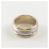 Gold Tone and Silver Tone Base Metal Ring with Rhinestones, Size 7.5