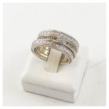 Group of 3 Gold Tone Size 9 Rings with Engraved Love Message and Clear Stones