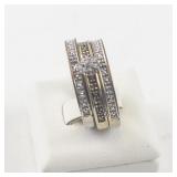 Group of 3 Gold Tone Size 9 Rings with Engraved Love Message and Clear Stones