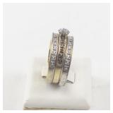 Group of 3 Gold Tone Size 9 Rings with Engraved Love Message and Clear Stones
