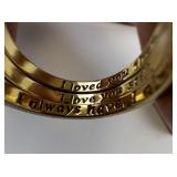 Group of 3 Gold Tone Size 9 Rings with Engraved Love Message and Clear Stones