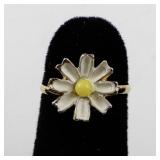 Group of 4 Vintage Base Metal Floral Rings Size 5-8