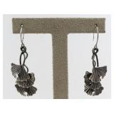 Sterling Silver Ginkgo Leaf Dangle Earrings