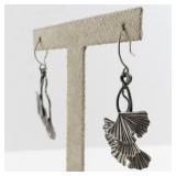 Sterling Silver Ginkgo Leaf Dangle Earrings