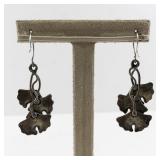 Sterling Silver Ginkgo Leaf Dangle Earrings