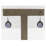 Sterling Silver 925 Created Opal Dangle Earrings