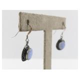 Sterling Silver 925 Created Opal Dangle Earrings